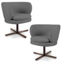 Ver imagem 1 de Kit 2 Poltronas Decorativas Melissa Base Xis Giratória C-416 Linho Cinza Escuro - Domi