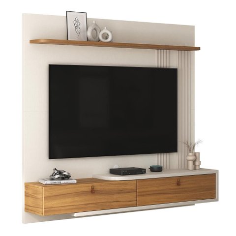 Painel para Tv até 65" com Puxador Escandinavo Nt1390 Off White/freijó Notável Móveis