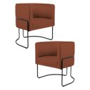 Ver imagem 1 de Kit 2 Poltronas Decorativas Base Aço Betina B-235 Linho Laranja - Domi
