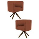 Ver imagem 1 de Kit 2 Poltronas Decorativas Base Giromad Madeira Betina B-235 Linho Laranja - Domi