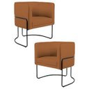 Ver imagem 1 de Kit 2 Poltronas Decorativas Base Aço Betina B-262 Veludo Telha - Domi