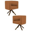 Ver imagem 1 de Kit 2 Poltronas Decorativas Base Giromad Madeira Betina B-262 Veludo Telha - Domi
