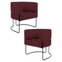 Ver imagem 1 de Kit 2 Poltronas Decorativas Base Aço Betina B-278 Veludo Marsala - Domi