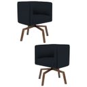 Ver imagem 1 de Kit 2 Poltronas Decorativas Base Ka Madeira Betina B-300 Veludo Preto - Domi