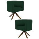 Ver imagem 1 de Kit 2 Poltronas Decorativas Base Giromad Madeira Betina B-303 Veludo Verde Musgo - Domi