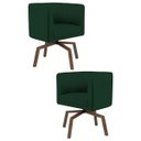 Ver imagem 1 de Kit 2 Poltronas Decorativas Base Ka Madeira Betina B-303 Veludo Verde Musgo - Domi