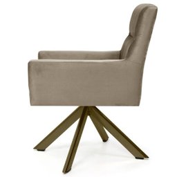 Poltrona Decorativa Sala de Estar Giratória Base Eiffel Bronze Angel B-68 Veludo Marrom - Domi - 5 Poltrona Decorativa Sala de Estar Giratória Base Eiffel Bronze Angel B-68 Veludo Marrom - Domi - 5