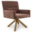 Ver imagem 1 de Poltrona Decorativa Sala de Estar Giratória Base Giromad Madeira Angel B-276 Veludo Ferrugem -