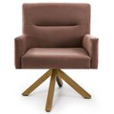Ver imagem 2 de Poltrona Decorativa Sala de Estar Giratória Base Giromad Madeira Angel B-276 Veludo Ferrugem -