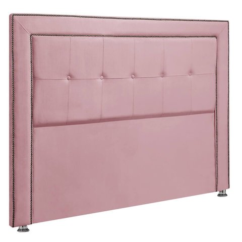 Cabeceira Estofada para Cama Box Casal 140cm Ravena Veludo - Sofa Store:veludo Rosa Claro