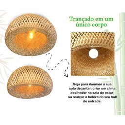 4 Luminaria de Bambu Artesanal Fibra Natural Plafon Nat66 - 5