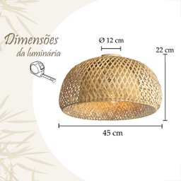 4 Luminaria de Bambu Artesanal Fibra Natural Plafon Nat66 - 9