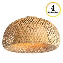 4 Luminaria de Bambu Artesanal Fibra Natural Plafon Nat66 - 2