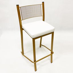 Banqueta Média para Bancada Empilhável cor Dourado Fosco assento branco Altura 65cm - 2