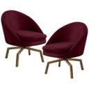 Ver imagem 1 de Kit 2 Poltronas Decorativas Giratórias Base Ka Madeira Rafa B-278 Veludo Marsala - Domi