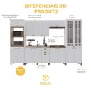 Ver imagem 5 de Armário de Cozinha Modulada Completa Fidelitá Nara 100% MDF 6 Peças 350cm 18 Portas 2 Gavetas sem