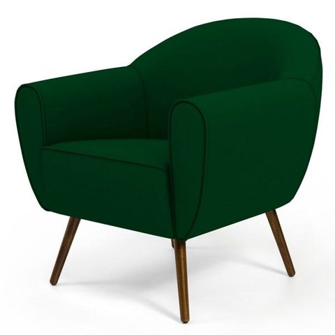 Poltrona Decorativa Sala de Estar Nina Veludo B-303 com Pés Palito Castanho - Domi