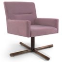 Ver imagem 1 de Poltrona Decorativa Sala de Estar Giratória Base Xis Madeira Angel B-305 Veludo Rosa - Domi