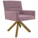 Ver imagem 1 de Poltrona Decorativa Sala de Estar Giratória Base Giromad Madeira Angel B-305 Veludo Rosa - Domi