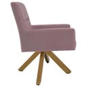 Ver imagem 5 de Poltrona Decorativa Sala de Estar Giratória Base Giromad Madeira Angel B-305 Veludo Rosa - Domi