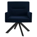 Ver imagem 2 de Kit 2 Poltronas Decorativas Giratórias Base Eiffel Preto Angel B-304 Veludo Azul - Domi