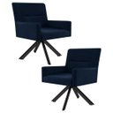 Ver imagem 1 de Kit 2 Poltronas Decorativas Giratórias Base Eiffel Preto Angel B-304 Veludo Azul - Domi
