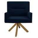Ver imagem 2 de Kit 2 Poltronas Decorativas Giratórias Base Giromad Madeira Angel B-304 Veludo Azul - Domi