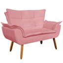 Ver imagem 3 de Kit Namoradeira 2 Lugares e 1 Poltrona Decorativa Giratória Madeira Opla Suede Rose - Ibiza