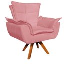 Ver imagem 2 de Kit Namoradeira 2 Lugares e 1 Poltrona Decorativa Giratória Madeira Opla Suede Rose - Ibiza
