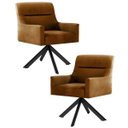 Ver imagem 1 de Kit 2 Poltronas Decorativas Giratórias Base Eiffel Preto Angel B-262 Veludo Laranja - Domi