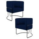 Ver imagem 1 de Kit 2 Poltronas Decorativas Base Aço Betina B-304 Veludo Azul Marinho - Domi