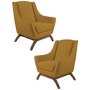 Ver imagem 1 de Kit 2 Poltronas Decorativas Base Manu Madeira Juliet B-260 Veludo Mostarda - Domi