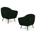 Ver imagem 1 de Kit 2 Poltronas Decorativas Nina Pés Palito Madeira C-117 Linho Verde Musgo - Domi