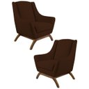 Ver imagem 1 de Kit 2 Poltronas Decorativas Base Manu Madeira Juliet B-276 Veludo Marrom Escuro - Domi
