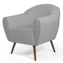 Ver imagem 2 de Kit 2 Poltronas Decorativas Nina Pés Palito Madeira C-315 Linho Cinza Claro - Domi
