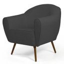 Ver imagem 2 de Kit 2 Poltronas Decorativas Nina Pés Palito Madeira C-416 Linho Cinza Escuro - Domi