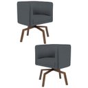 Ver imagem 1 de Kit 2 Poltronas Decorativas Base Ka Madeira Betina C-03 Corano Cinza - Domi