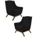 Ver imagem 1 de Kit 2 Poltronas Decorativas Base Manu Madeira Juliet B-300 Veludo Preto - Domi