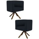 Ver imagem 1 de Kit 2 Poltronas Decorativas Base Giromad Madeira Betina C-05 Corano Preto - Domi