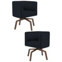 Ver imagem 1 de Kit 2 Poltronas Decorativas Base Ka Madeira Betina C-05 Corano Preto - Domi