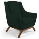 Ver imagem 2 de Kit 2 Poltronas Decorativas Base Manu Madeira Juliet C-117 Linho Verde Musgo - Domi
