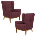 Ver imagem 1 de Kit 2 Poltronas Decorativas Base Manu Madeira Milena B-278 Veludo Marsala - Domi