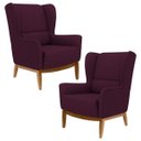 Ver imagem 1 de Kit 2 Poltronas Decorativas Base Manu Madeira Milena B-292 Veludo Uva - Domi