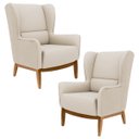 Ver imagem 1 de Kit 2 Poltronas Decorativas Base Manu Madeira Milena B-309 Veludo Bege - Domi