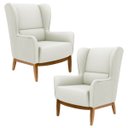 Ver imagem 1 de Kit 2 Poltronas Decorativas Base Manu Madeira Milena C-26 Corano Bege - Domi