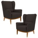 Ver imagem 1 de Kit 2 Poltronas Decorativas Base Manu Madeira Milena C-34 Corano Marrom - Domi