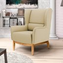 Ver imagem 2 de Kit 2 Poltronas Decorativas Base Manu Madeira Milena C-129 Linho Bege Escuro - Domi
