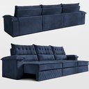 Ver imagem 7 de Sofá Retrátil e Reclinável 4,20m com Molas e Espuma D33 Thunder Velusoft Azul Cama Inbox