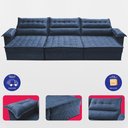 Ver imagem 5 de Sofá Retrátil e Reclinável 4,20m com Molas e Espuma D33 Thunder Velusoft Azul Cama Inbox