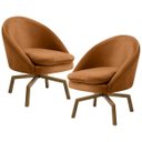 Ver imagem 1 de Kit 2 Poltronas Decorativas Giratórias Base Ka Madeira Rafa B-262 Veludo Telha - Domi